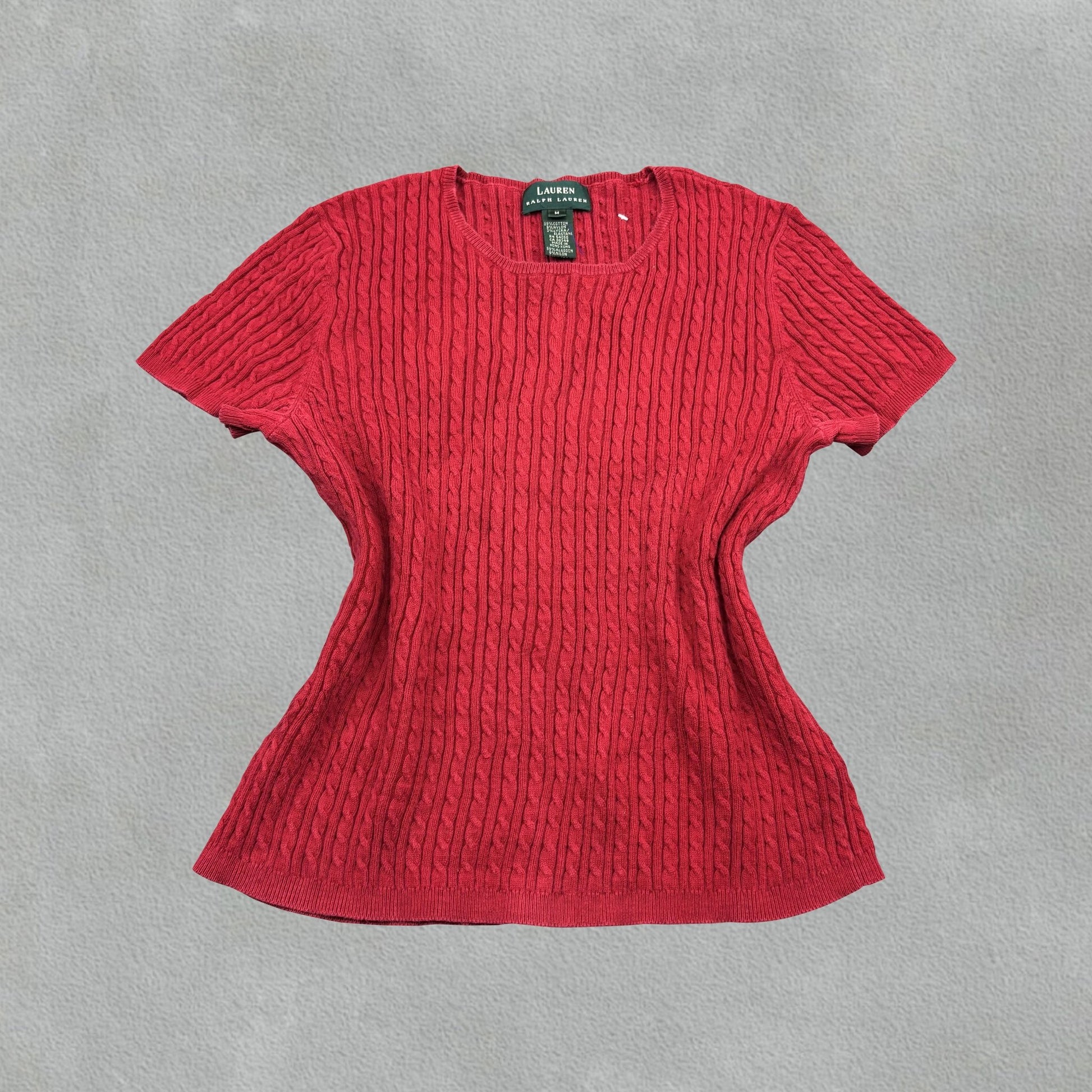 Red Ralph Lauren Knitted T-Shirt - Women M - Very Good - Revaleur