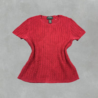 Red Ralph Lauren Knitted T-Shirt - Women M - Very Good - Revaleur