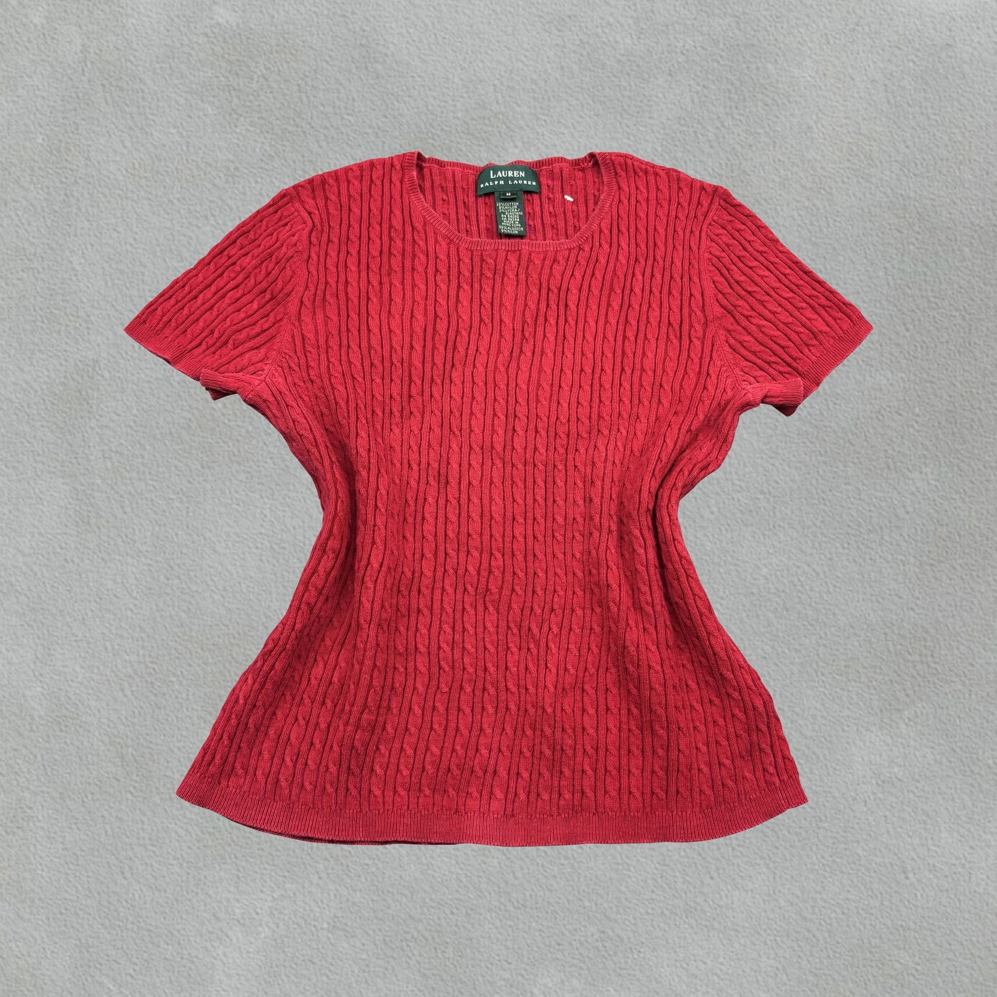 Red Ralph Lauren Knitted T-Shirt - Women M - Very Good - Revaleur