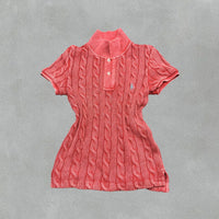 Red Ralph Lauren Knitted T-Shirt - Women XS - Very Good - Revaleur