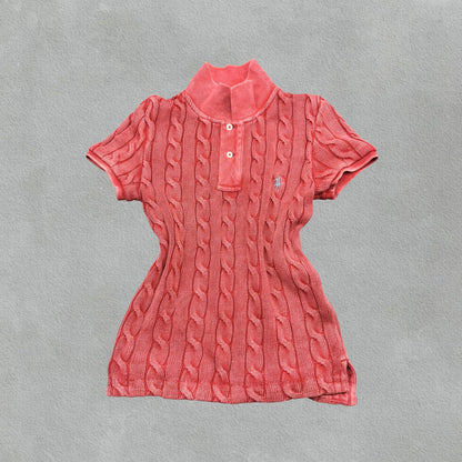 Red Ralph Lauren Knitted T-Shirt - Women XS - Very Good - Revaleur
