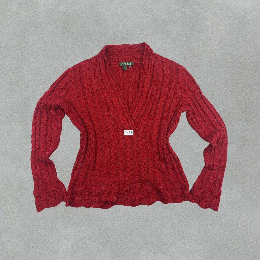 Red Ralph Lauren V - neck Sweater - Women XL - Very Good - Revaleur