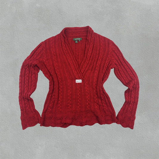 Red Ralph Lauren V - neck Sweater - Women XL - Very Good - Revaleur