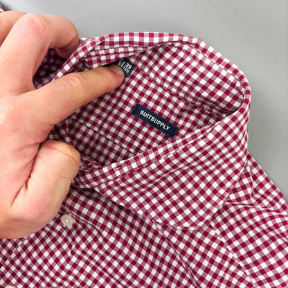 Red/White Suitsupply Shirt - Men 39 - Very Good - Revaleur