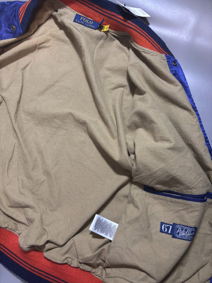 Satin Letterman Baseball Jacket Ralph Lauren - M - New, Authentic - Revaleur