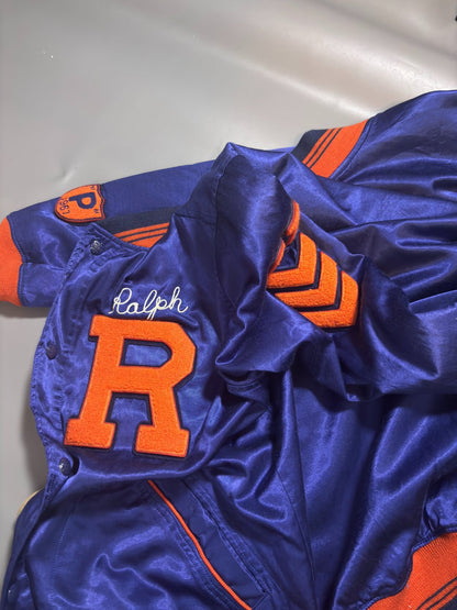 Satin Letterman Baseball Jacket Ralph Lauren - M - New, Authentic - Revaleur