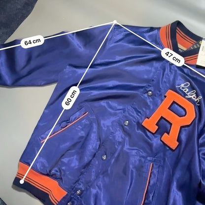 Satin Letterman Baseball Jacket Ralph Lauren - M - New, Authentic - Revaleur