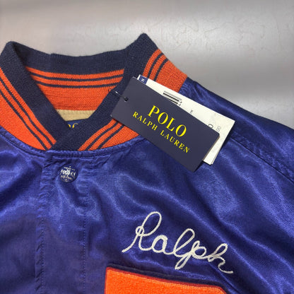 Satin Letterman Baseball Jacket Ralph Lauren - M - New, Authentic - Revaleur