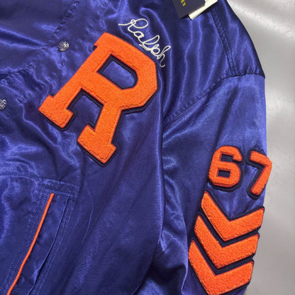 Satin Letterman Baseball Jacket Ralph Lauren - M - New, Authentic - Revaleur