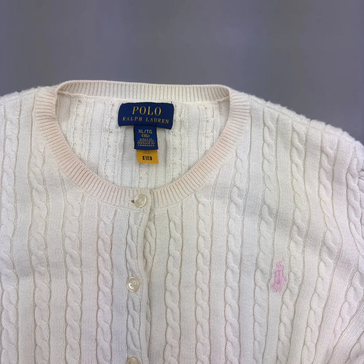 White Ralph Lauren Cardigan Longsleeve - XL (Kids) - Very Good Condition - Revaleur