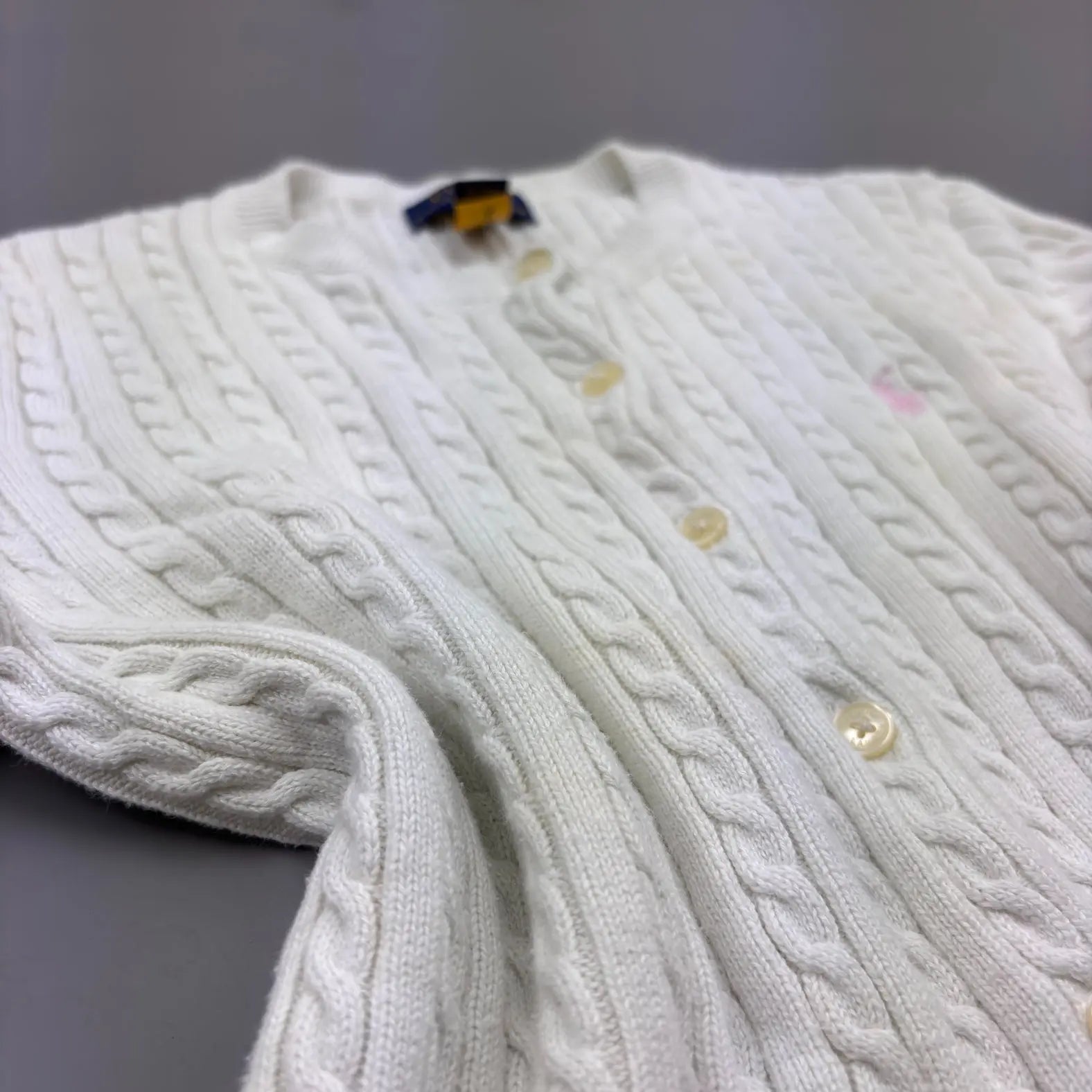 White Ralph Lauren Knitted Cardigan - L - Excellent Condition - Revaleur