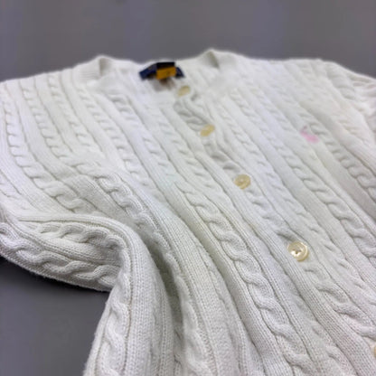 White Ralph Lauren Knitted Cardigan - L - Excellent Condition - Revaleur