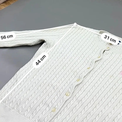 White Ralph Lauren Knitted Cardigan - L - Excellent Condition - Revaleur