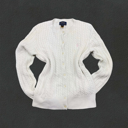 White Ralph Lauren Knitted Cardigan - L - Excellent Condition - Revaleur