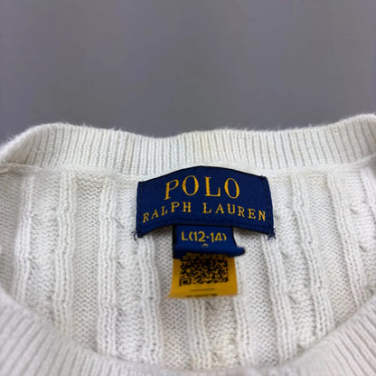 White Ralph Lauren Knitted Cardigan - L - Excellent Condition - Revaleur