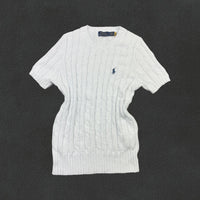 White Ralph Lauren Knitted T-Shirt - Women M - Very Good - Revaleur