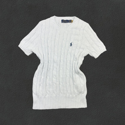White Ralph Lauren Knitted T-Shirt - Women M - Very Good - Revaleur