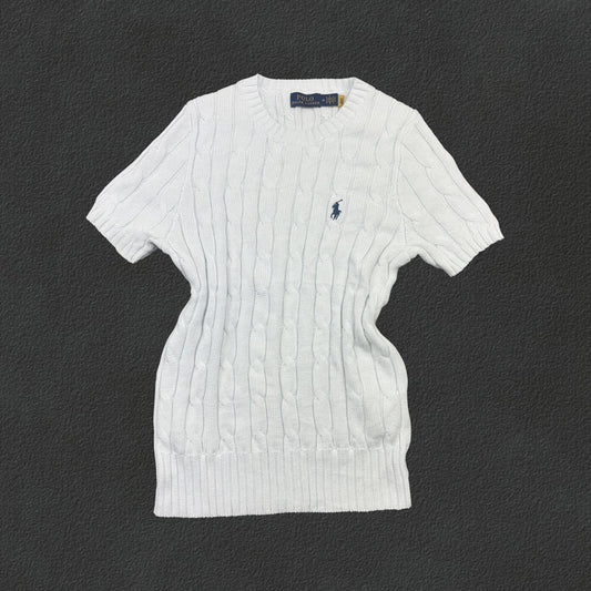 White Ralph Lauren Knitted T-Shirt - Women M - Very Good - Revaleur