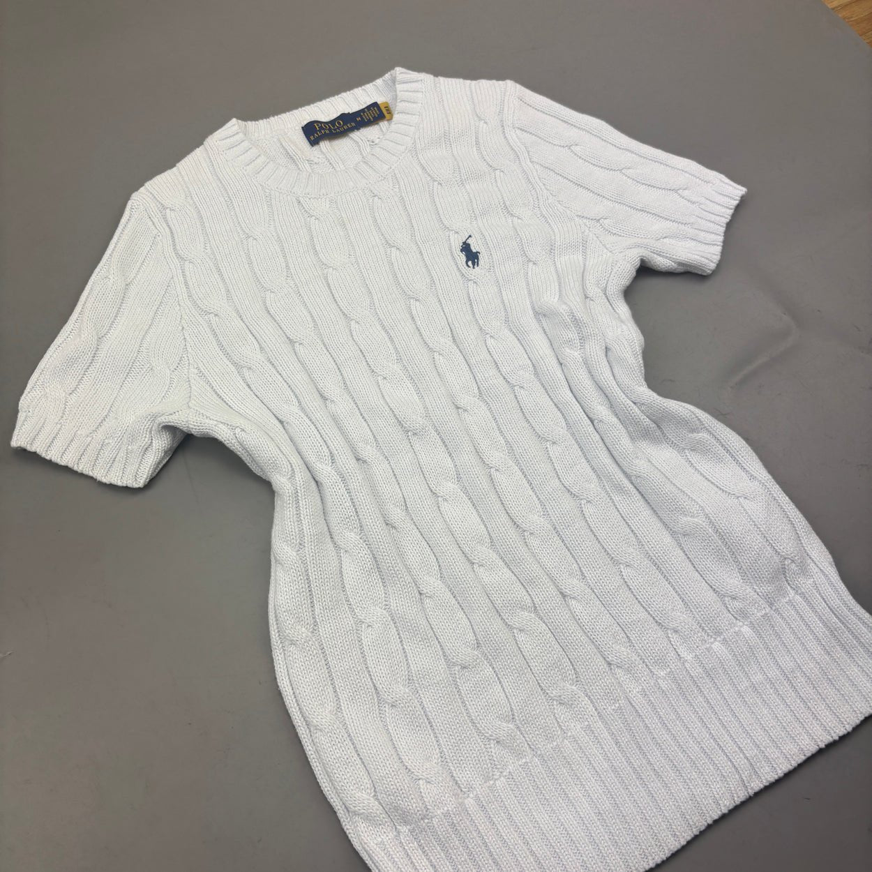 White Ralph Lauren Knitted T-Shirt - Women M - Very Good - Revaleur