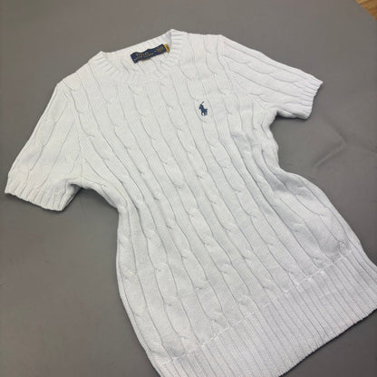 White Ralph Lauren Knitted T-Shirt - Women M - Very Good - Revaleur