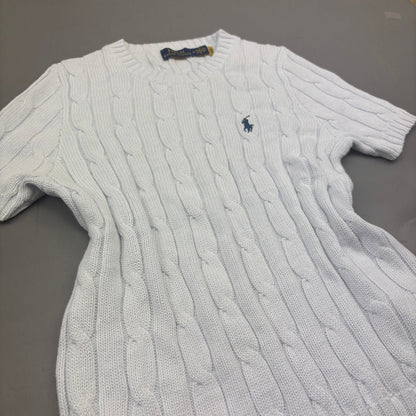 White Ralph Lauren Knitted T-Shirt - Women M - Very Good - Revaleur
