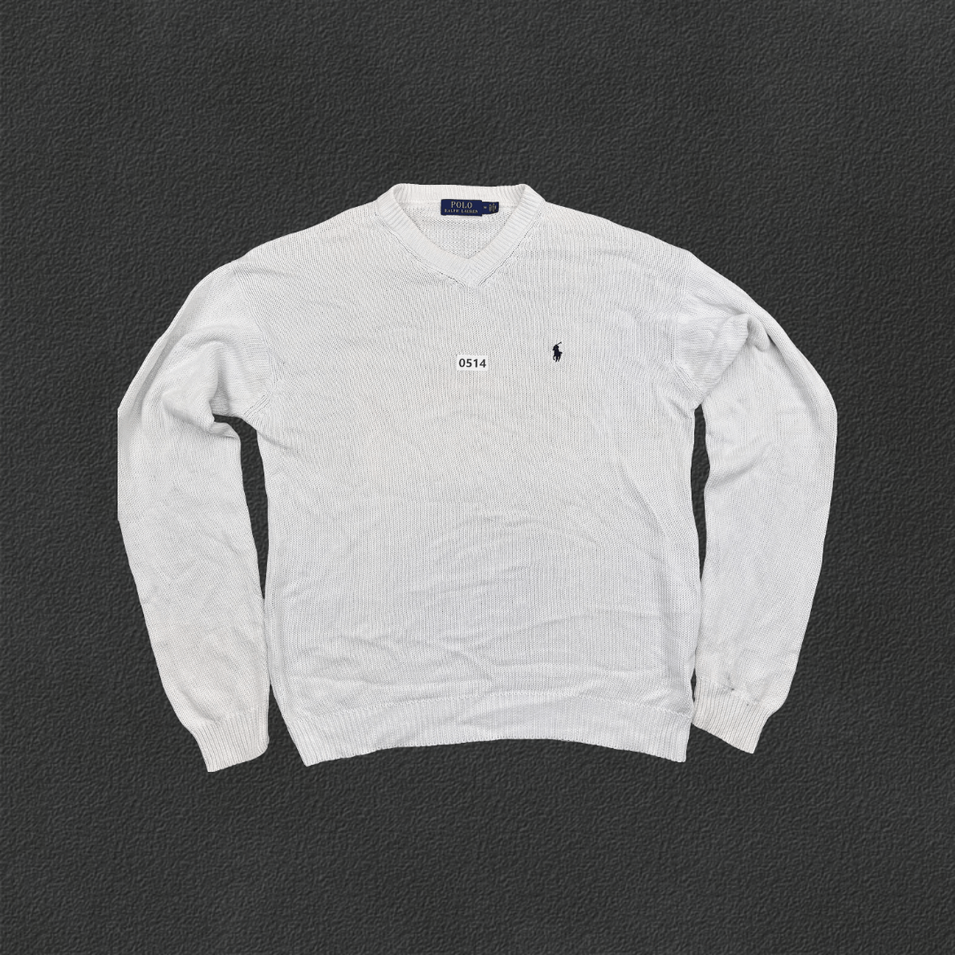 White Ralph Lauren V - neck Sweater - M - Very Good - Revaleur