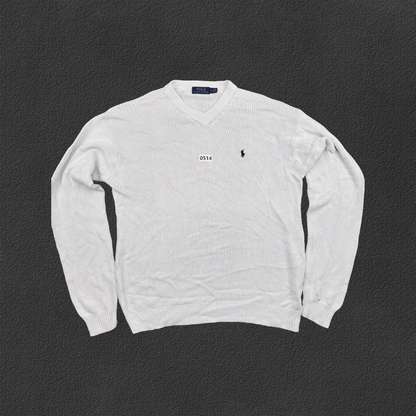 White Ralph Lauren V - neck Sweater - M - Very Good - Revaleur
