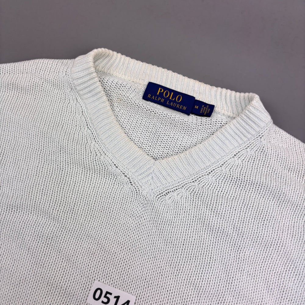 White Ralph Lauren V - neck Sweater - M - Very Good - Revaleur