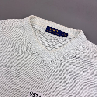 White Ralph Lauren V - neck Sweater - M - Very Good - Revaleur
