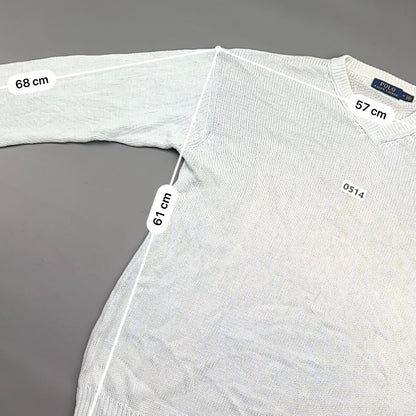 White Ralph Lauren V - neck Sweater - M - Very Good - Revaleur