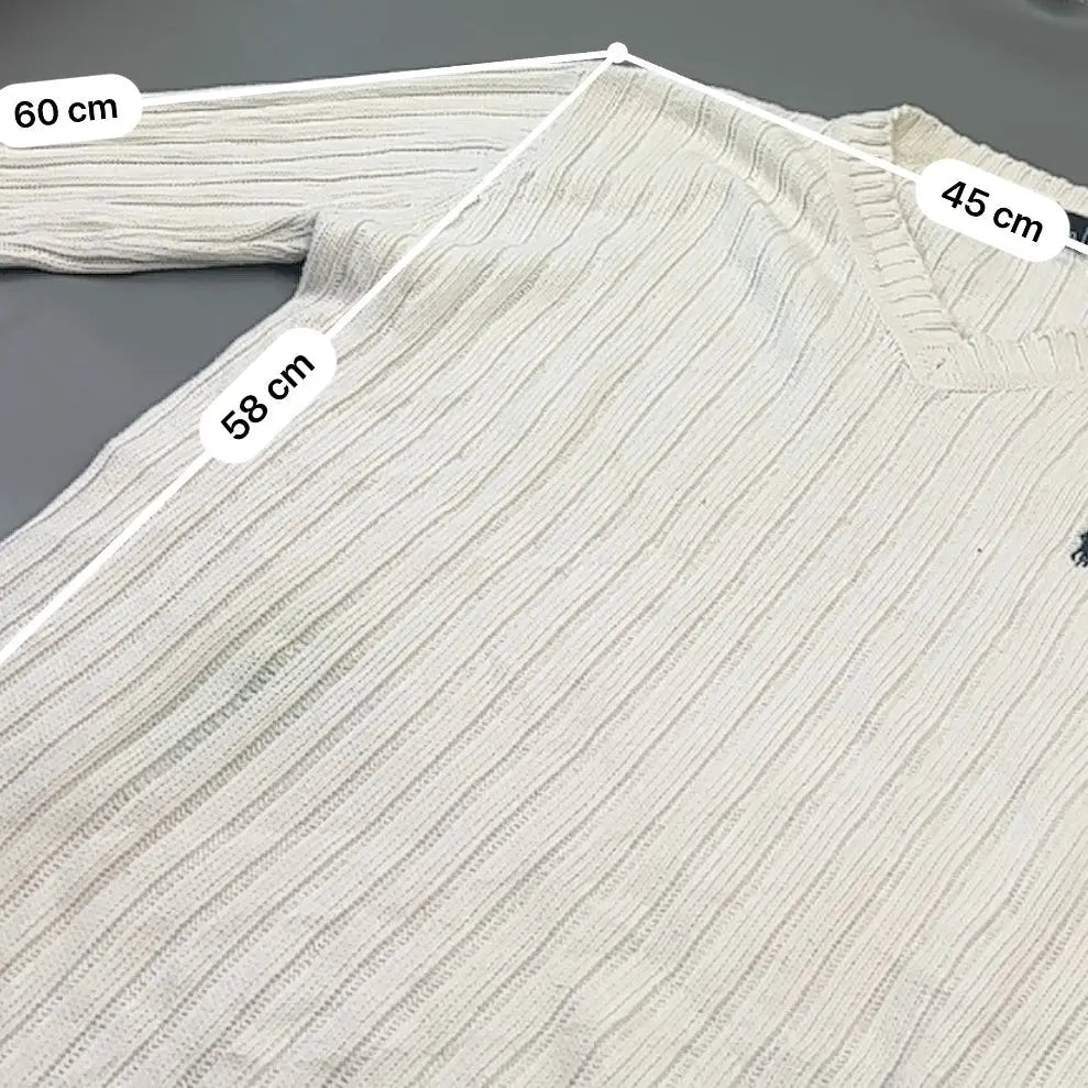 White Ralph Lauren V - neck Sweater - Men S - Very Good - Revaleur