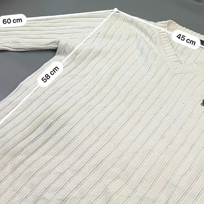White Ralph Lauren V - neck Sweater - Men S - Very Good - Revaleur