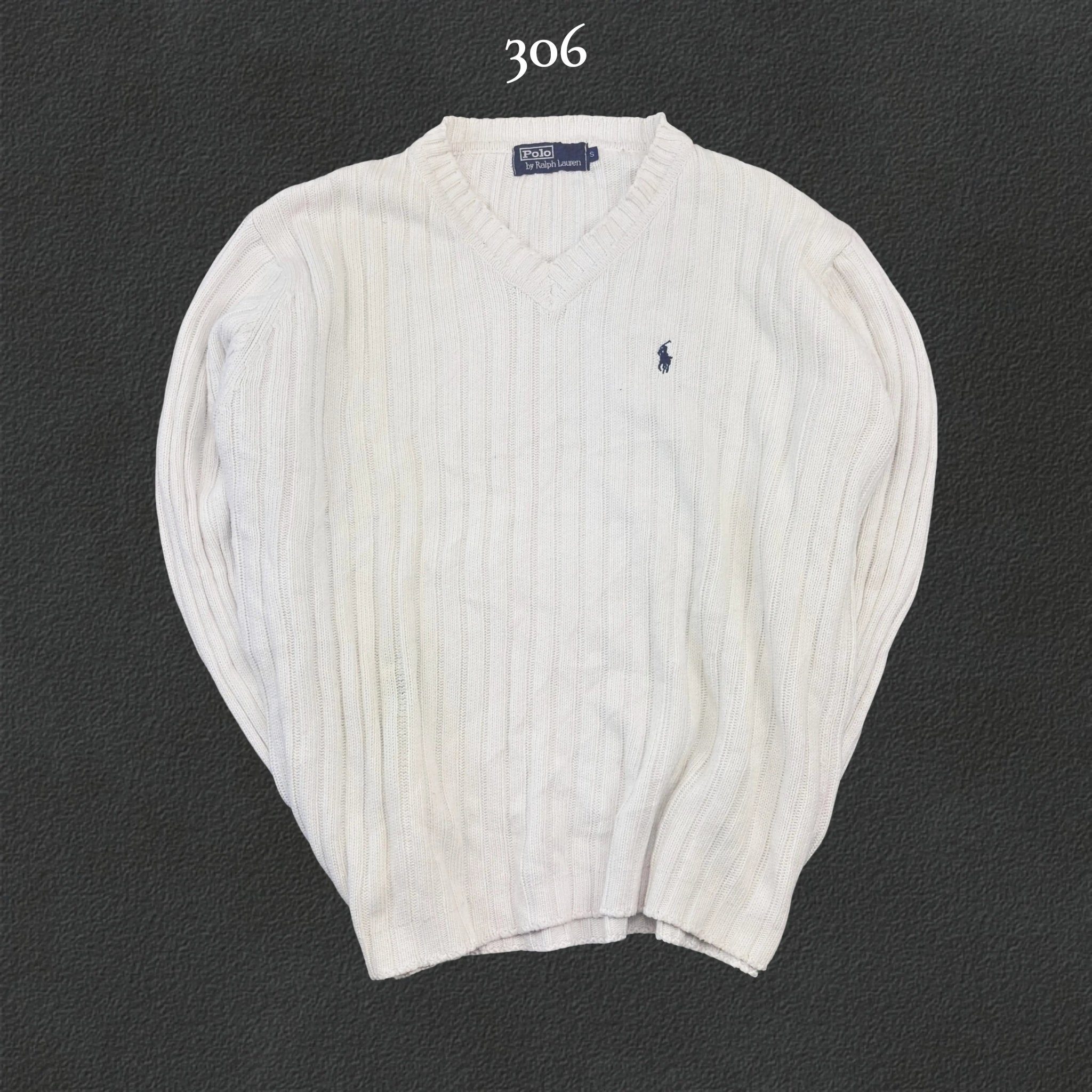 White Ralph Lauren V - neck Sweater - Men S - Very Good - Revaleur