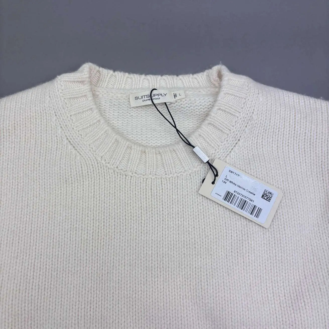 White Suitsupply Knitted Sweater - Men L - New With Tags - Revaleur