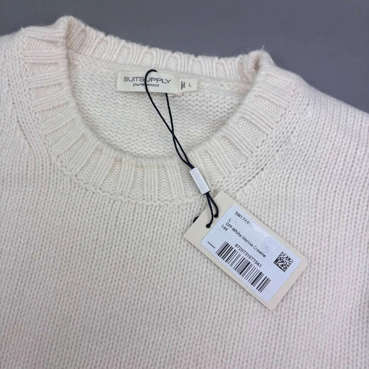 White Suitsupply Knitted Sweater - Men L - New With Tags - Revaleur