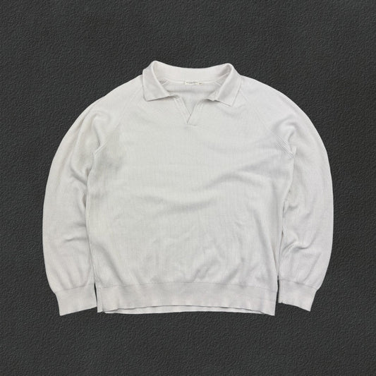 White Suitsupply Longsleeve Polo Shirt - Men XXL - Very Good - Revaleur