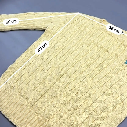 Yellow Cable Knit Ralph Lauren Sweater - S - New, Never Worn - Revaleur