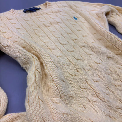 Yellow Cable Knit Ralph Lauren Sweater - S - New, Never Worn - Revaleur