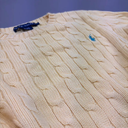 Yellow Cable Knit Ralph Lauren Sweater - S - New, Never Worn - Revaleur