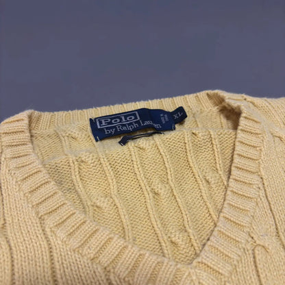 Yellow Ralph Lauren Knitted Sleeveless V - Neck - XL - New, Never Worn - Revaleur