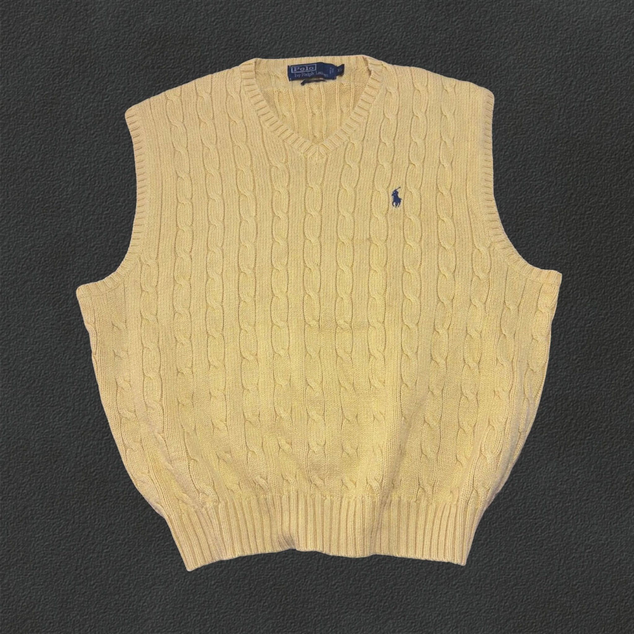 Yellow Ralph Lauren Knitted Sleeveless V - Neck - XL - New, Never Worn - Revaleur